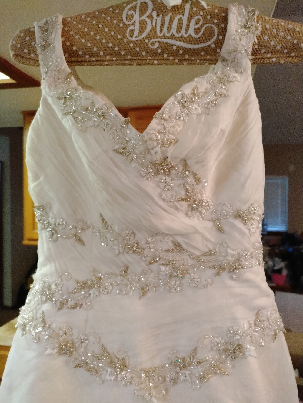 Mary's Bridal Champagne Beaded Lace Wedding Dress